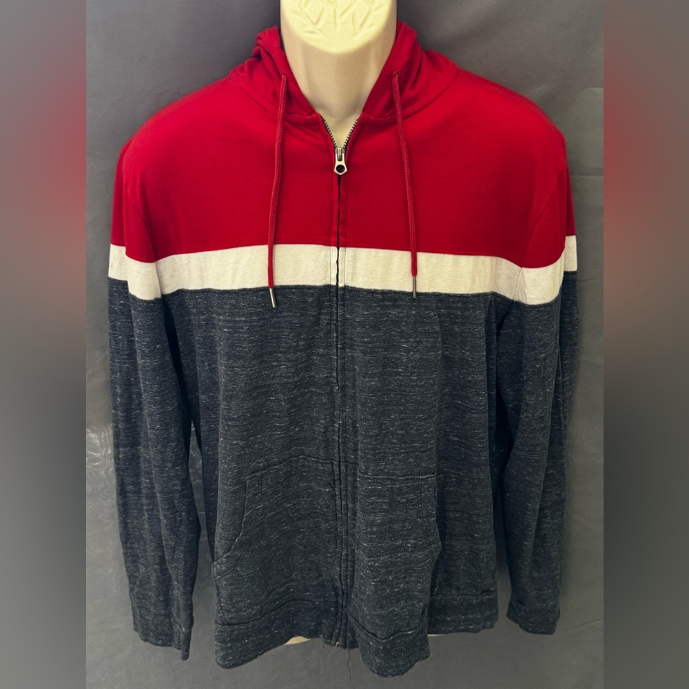 Men’s Zip Up Lightweight Jacket Red White & Blue Old Navy Brand Size Large